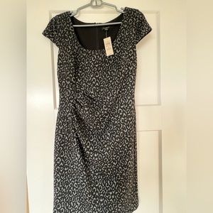 Ann Taylor NWT Black dress with gray leopard print, size 4